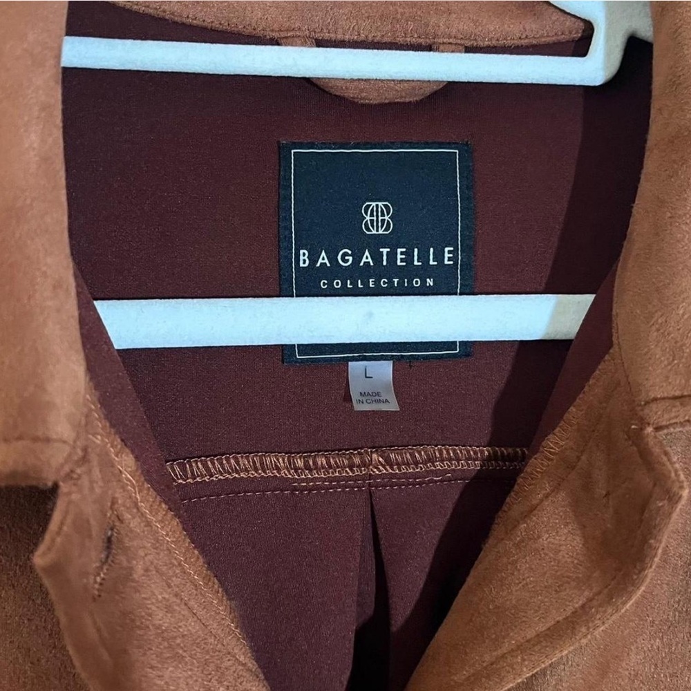 Bagatelle Faux Suede Brown Button Down Jacket Size L Western Boho Chic - Picture 4 of 6